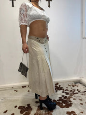 True Vintage Linen Milkmaid Maxi Skirt (M/L UK 14 small 16)