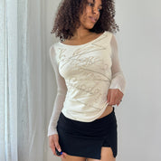 Vintage Mesh & Knit Sequin Top (S/M)