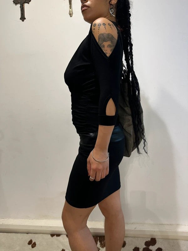 Vintage Black Subversive Avant Garde Mini Dress (S)