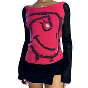 Vintage Desigual Red Graphic Knit Top (S)