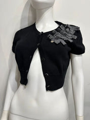 Vintage Kitsch Bow Cropped Cardigan (S)