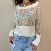 Vintage Knit Sweater with Sequins Detailing (S/M)