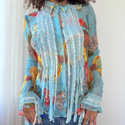 Vintage French Ruffle Mesh Blouse (S)