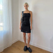 Vintage Black Ruffle Mini Dress (XS)