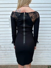 Vintage Save the Queen! Black Lace Midi Dress (S)