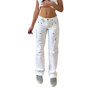 Vintage French White Utility Cargo Pants (XS/S)