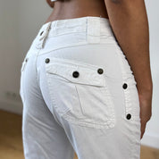 Vintage French White Utility Cargo Pants (XS/S)