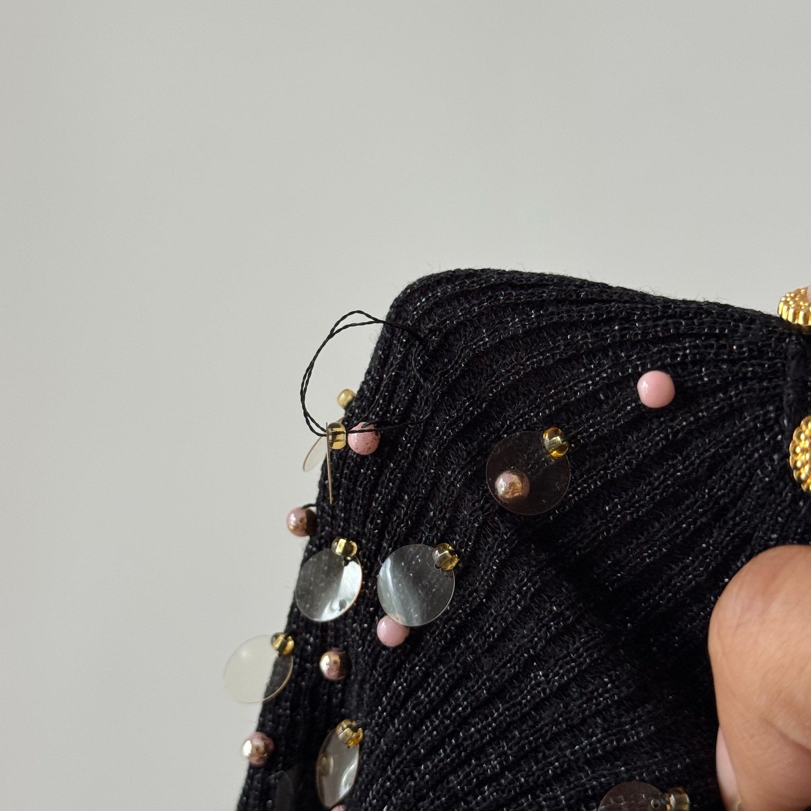 Vintage Italian Black Beaded Sequin Cami (S/M)