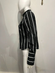 Vintage Parisian 90s Chic Pinstripe Shirt (M)