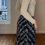 Vintage Graphic Mesh Midi Skirt (XS/S)