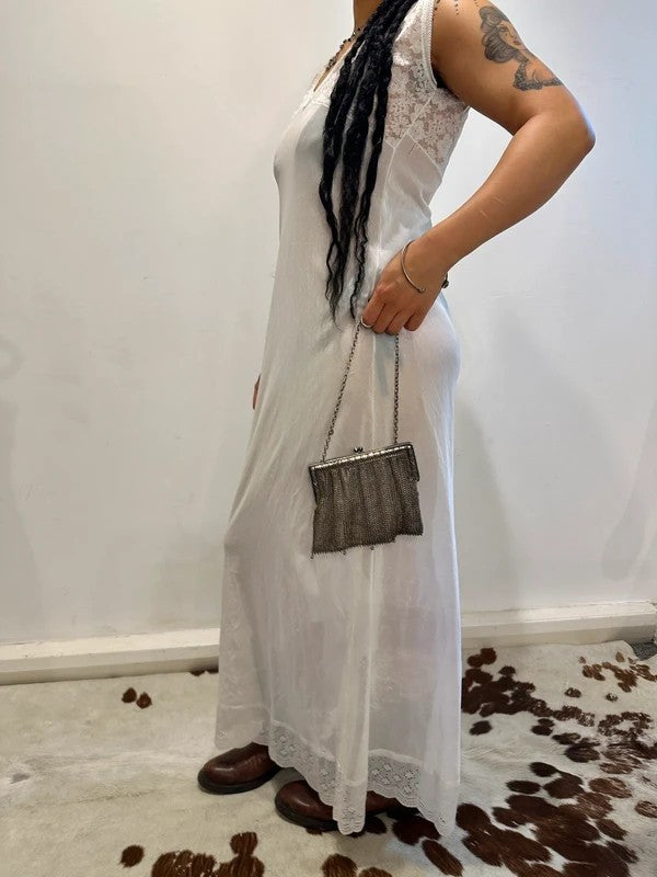 Vintage Coquette Maxi White Lace Night Gown (S/M)