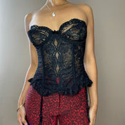 Vintage 90s black lace corset (S)