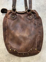 Vintage Diesel red Label Brown Leather Western Studded Shoulder Bag