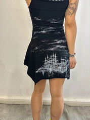 Vintage Save The Queen! Designer Striped Asymmetrical Mini Dress Long Top (S)