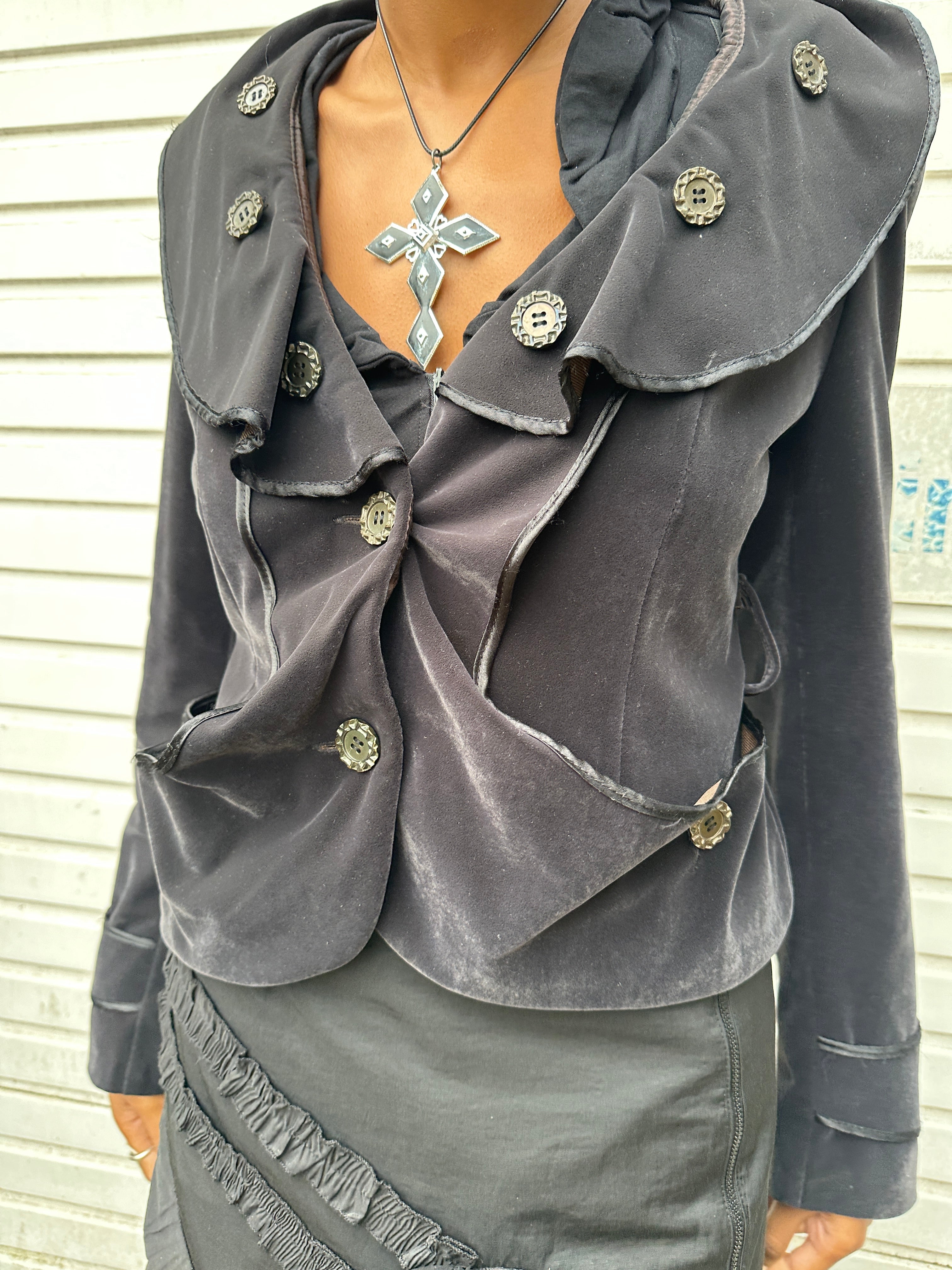 Vintage Helena Bonham Carter Romantic Gothic Ruffle Jacket (M/L))