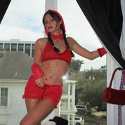 Red Mini Skirt & Gloves (XS-XL)