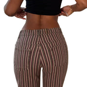 Vintage Euro Striped Low Rise Flare Jeans (S)