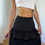 Vintage Y2K Ruffle Silk Skirt (S)