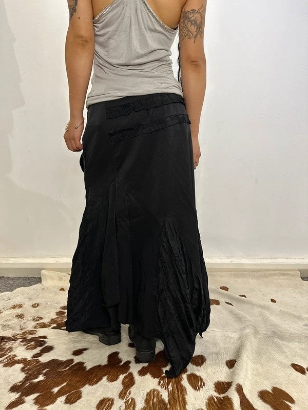 Vintage French Vintage Romantic Gothic Ruffle Asymmetrical Max Skirt (M)