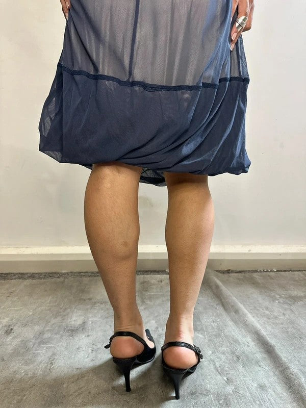Vintage Italian Floral Mesh Midi Dress (S/M)