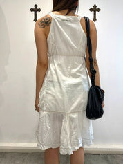 Vintage European White Milkmaid Cotton Summer Dress (S)