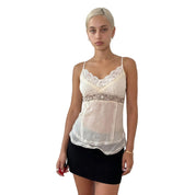 Vintage Ivory Silk Lace Beaded Cami (S/M)