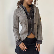 Vintage Herringbone Blazer with Patches (S/M)