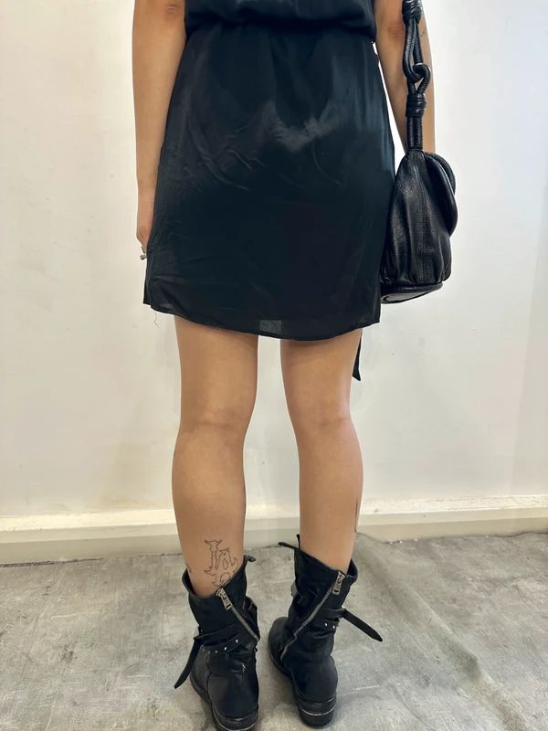 Vintage Sheer Black Avant Garde Draped Mini Dress (XS/S)