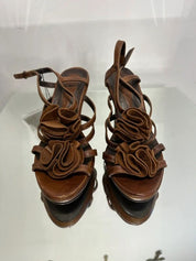 Vintage 2000s Strappy Leather Wedge Heels (UK 6 EU 38 US 8)