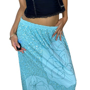 Italian Vintage blue sequin maxi skirt (S/M)