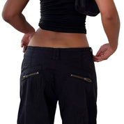 Vintage Black Cargo Parachute Pants (M)