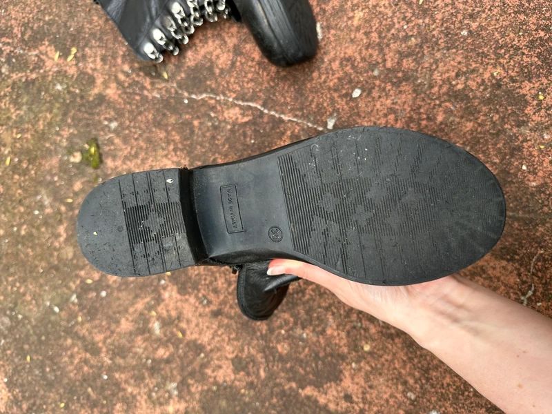 Vintage Italian Black Grunge Moto Biker Boots (UK 6 EU 39 US 8)