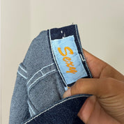 Euro Vintage Dark Blue Low Rise Flared Denim Jeans