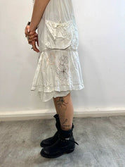 Vintage European White Milkmaid Cotton Summer Dress (S)