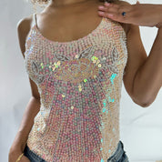 00s baby pink sequin top (S/M)