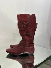 Vintage Deadstock 90s Archive Buckle Leather Calf Boots (UK 3-3.5)