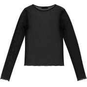 Cop Copine 2000s Black Mesh French Script Long Sleeve Top (XS/S)