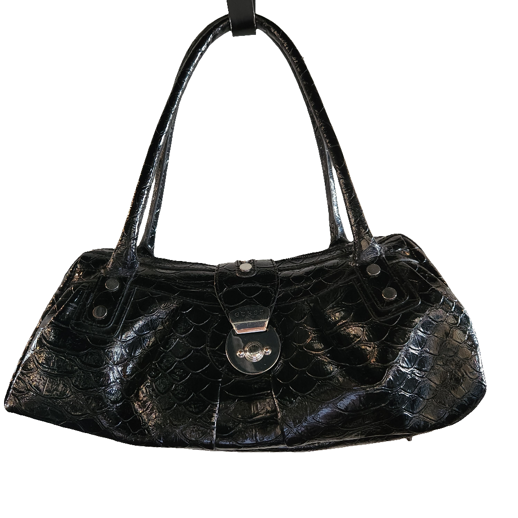 Y2K black leather Guess bag