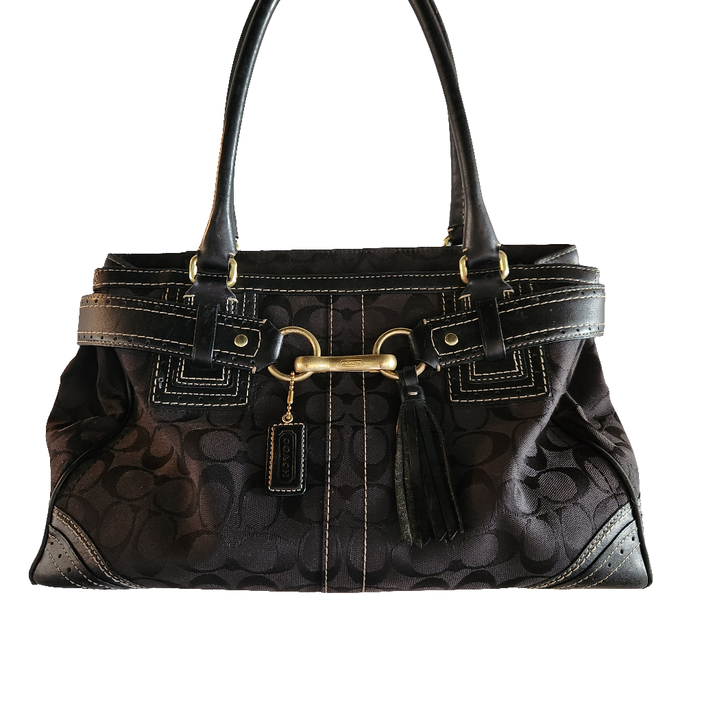 Coach Black Signature Canvas and Leather Hampton Tote bag – Holy