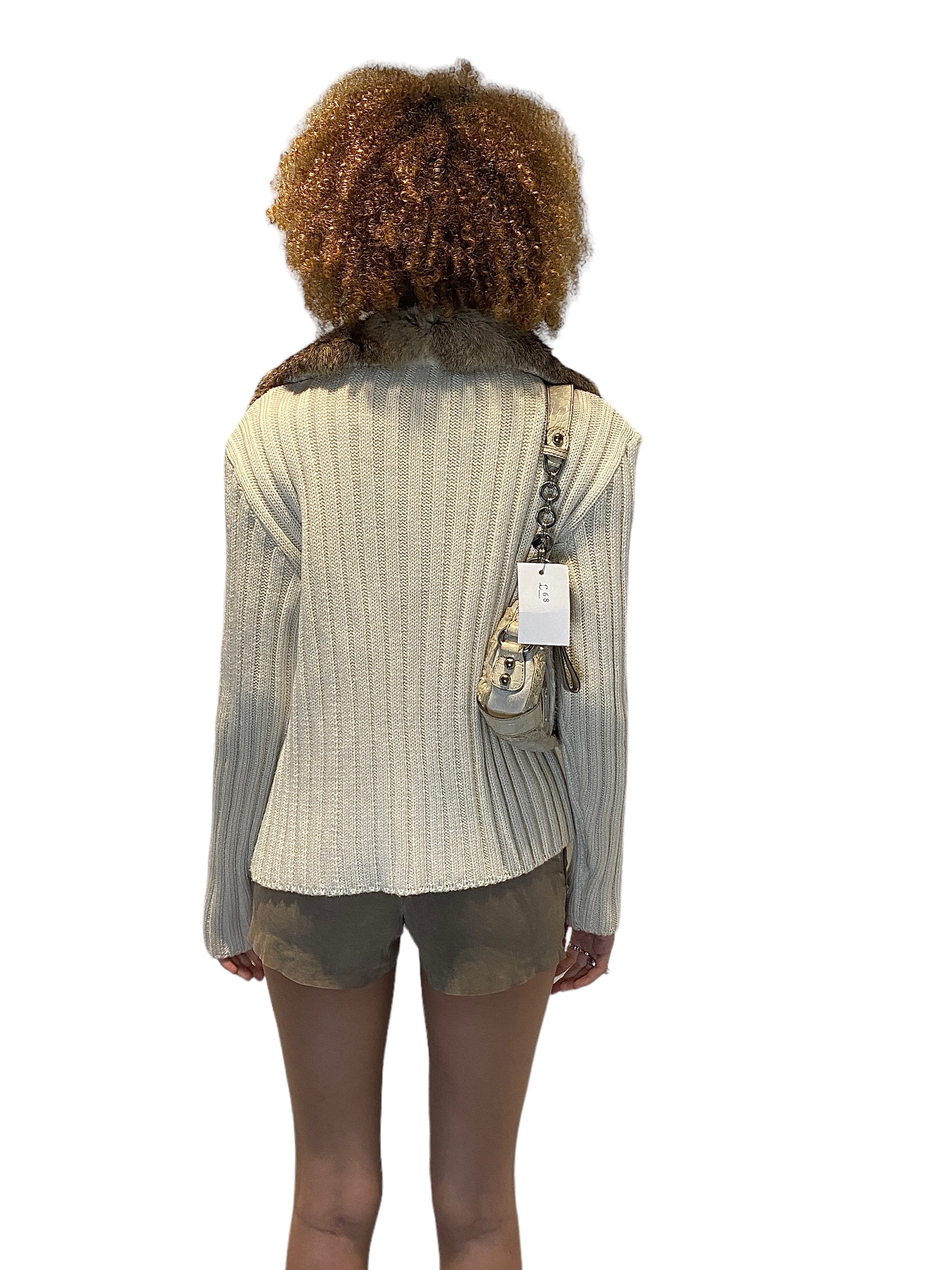 Vintage Real Fur Knit Cardigan (M)