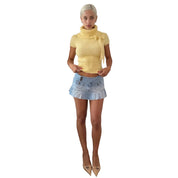 Vintage Light Wash Denim Mini Skirt (S)