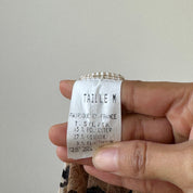 Vintage French Beige Script Print Mesh Top (S/M)