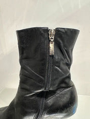 Vintage Y2K 2000s Black Pointed Toe Ruched Ankle Boots (US 7 UK 5 EU 38)