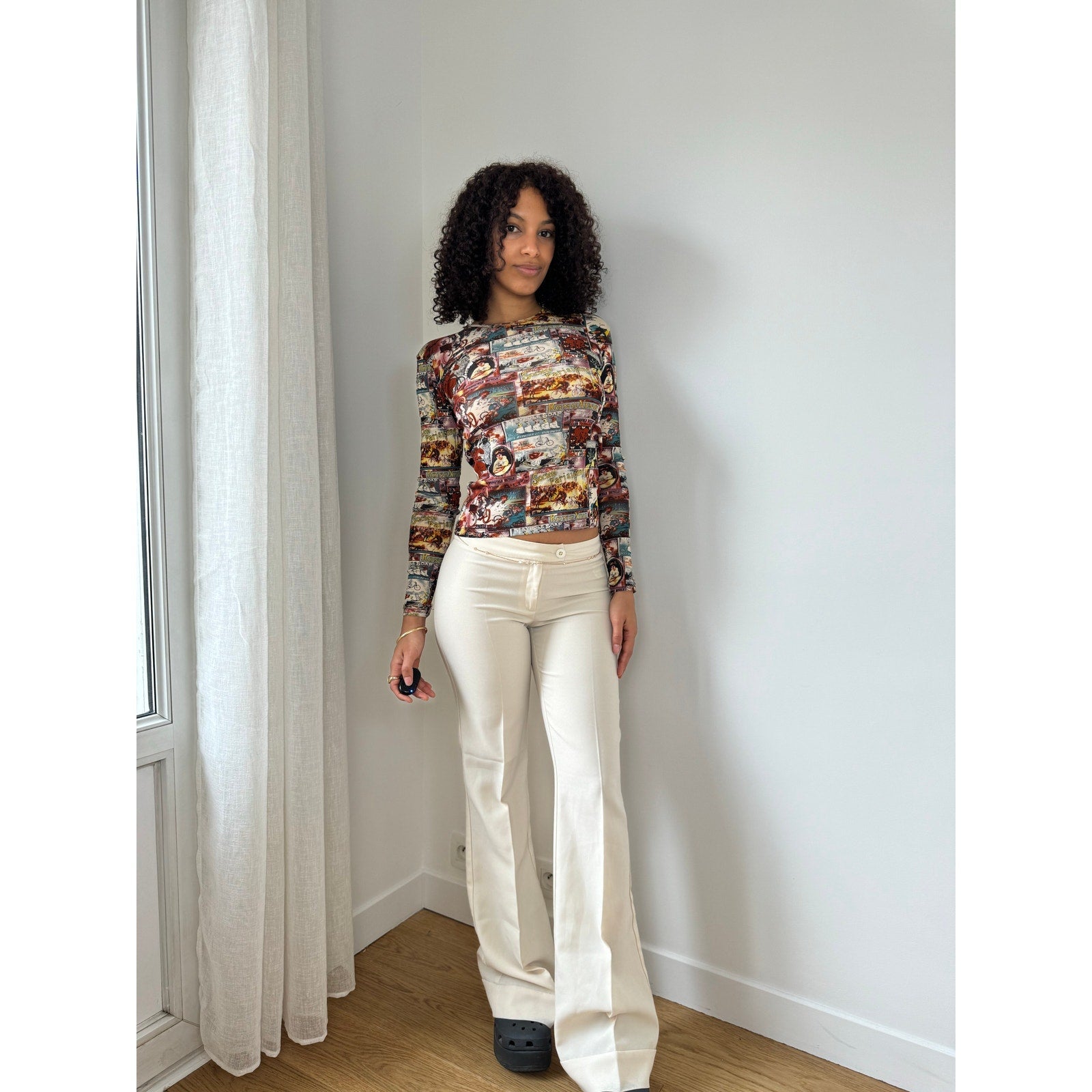 Vintage Graphic Mesh Blouse (S)