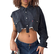 Vintage Levi's Black Denim Cropped Shirt (S)