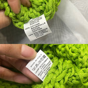90s lime green knit crochet tube halter top (M)