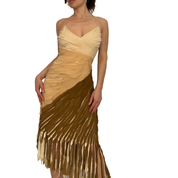 Bebe Silk Fringe Ombre Halter Dress (S/M)