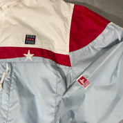 90s baby blue oversized sporty Swiss varsity windbreaker jacket (XS/M)