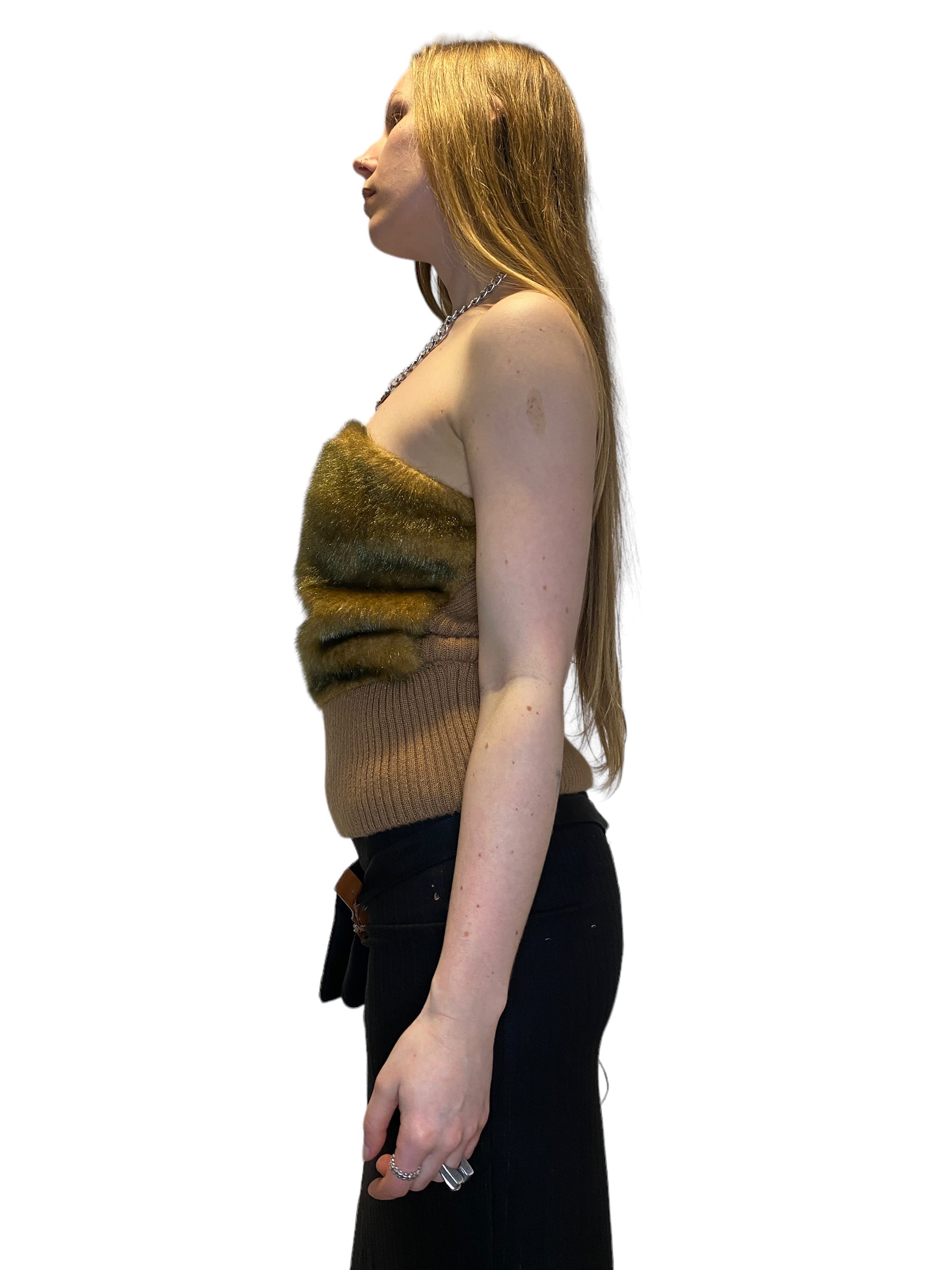 Faux Fur Mini Skirt (S/M) / Y2K Fur Bandeau Top (L)