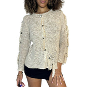 Vintage cream sheer crochet knit sweater (S/M)